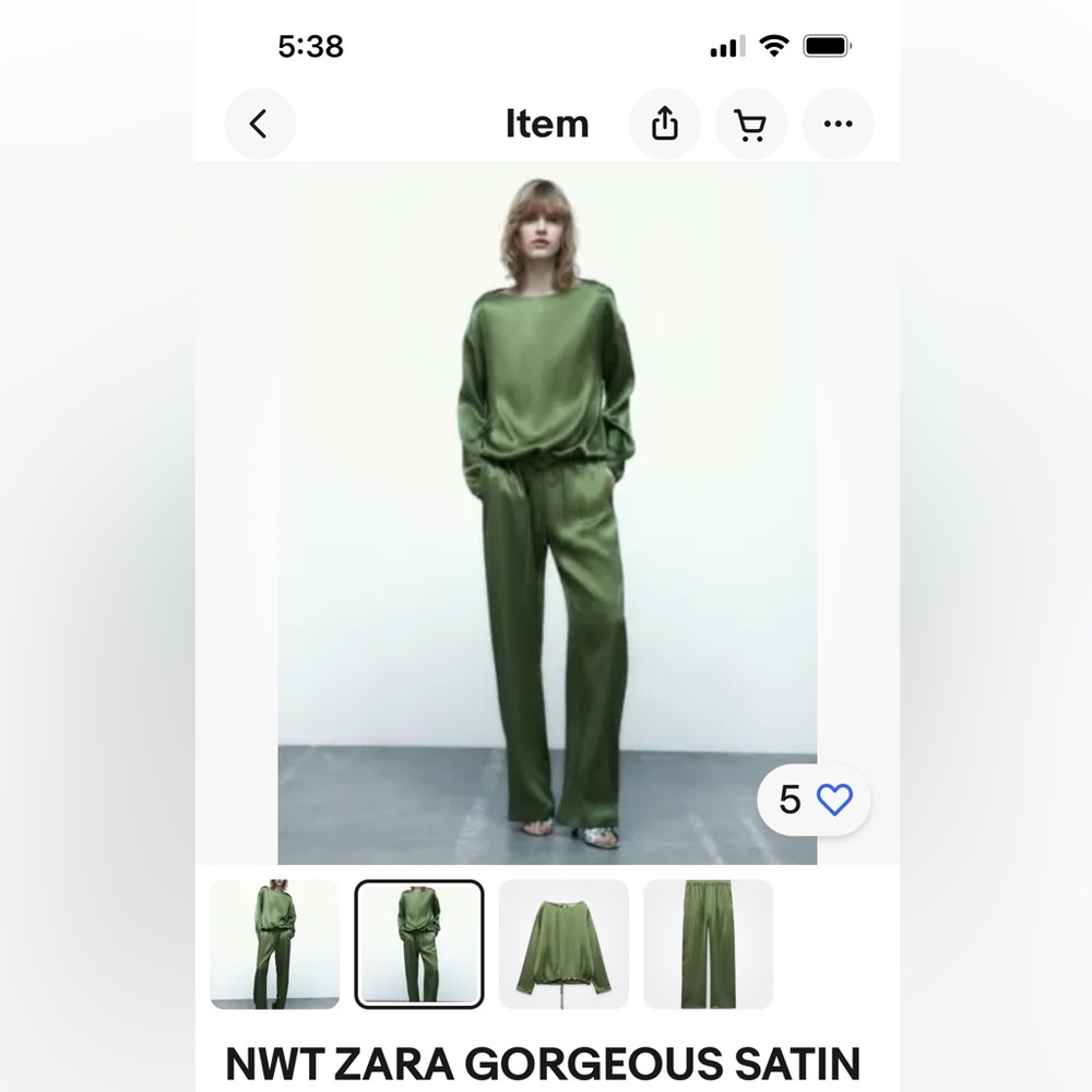Zara flowy satin effect top and pants set. Only worn once. Gorgeous set.